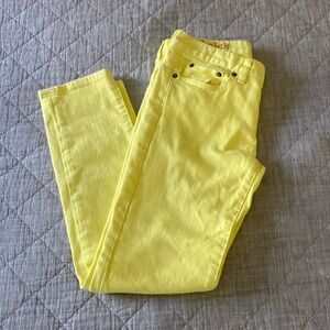 J. Crew women’s size 27 stretch toothpick jeans in bright yellow